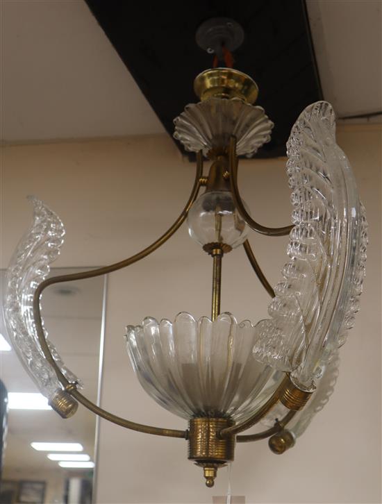 An Italian Murano glass chandelier in the manner of Barovier and Toso.